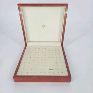 Gemporia Coloured Rocks 50 Ring Display Jewelry Box Wood Lidded Stacker Tray COA